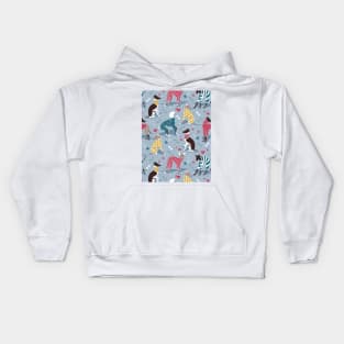 Greyhounds dogwalk // pattern // pastel blue background Kids Hoodie